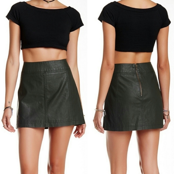 Free People Dresses & Skirts - Free People faux black leather mini skirt
